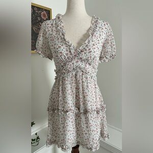 Floral Ruffle Prairie Dress Cottagecore Feminine Playful Coquette